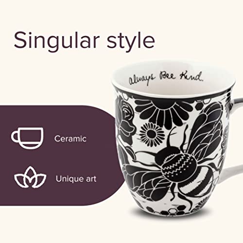 image for Karma Gifts 16 oz Black and White Boho Mug Bee - Cute Coffee and Tea M