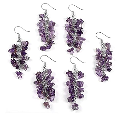 Bijoux style améthyste : boucles d'oreilles uniques en argent plaqué et pierre - 4