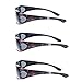 Fit Over Reading Glasses Wear Over Readers Cocoon Cover Lens Sunglasses - 3 pair included (Deep Red)
