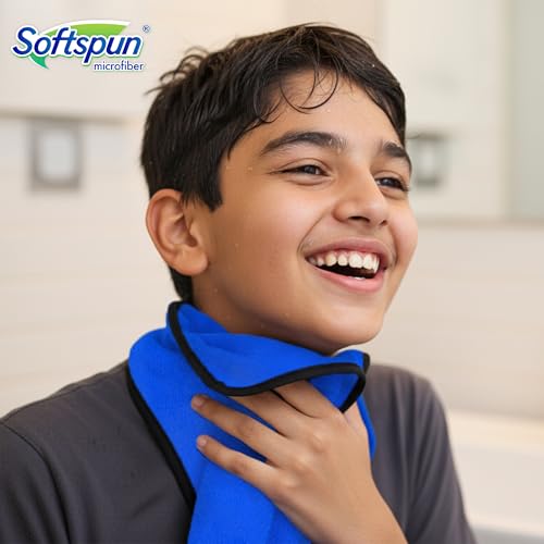 Image of SOFTSPUN Microfiber Baby Hand & Face Wipes 280 GSM 20x30 Cms 4 Piece Towel Set Blue! Super Soft & Comfortable for Newborn Baby and Kids Quick Drying Ultra Absorbent in Small Size.