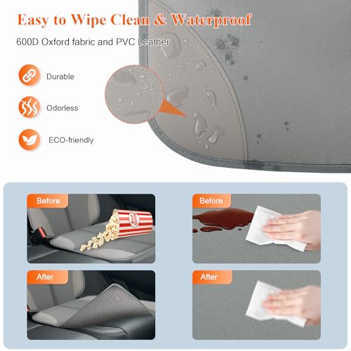 Image of Car Seat Protector for Child Car Seat, Waterproof Durable 600D Fabric Car Seat Cover with Thickest Padding, Seat Protector Under Baby Car Seat with Non-Slip Backing Mesh Pockets for Baby and Pet