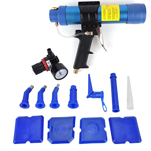 Pistolet à colle en verre, pistolet à calfeutrer à colle en verre pneumatique réglable bleu, pistolet à air à cartouche 310 ml