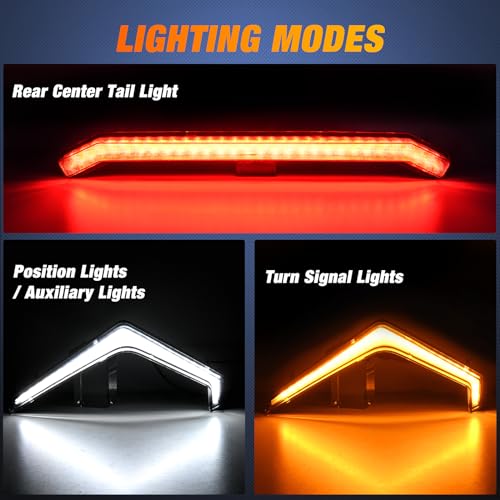 Image of Nilight Turn Signal Fang Lights Rear Center Tail Light Kit Assembly Compatible with Polaris RZR XP 1000 Turbo Accessories 2019 2020 2021 2022 2023
