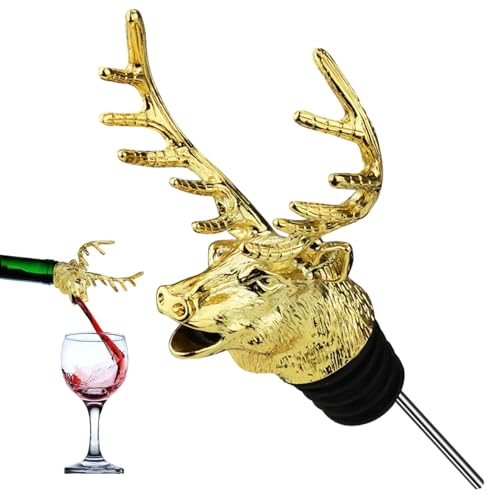 Wine Aerator, Retro Elk Head pour Spout, Bottle Pourers for Spirits, Tapered Spout for Olive Oil Coffee Syrup Vinegar Bottles Liquor Spirits Pourer Large Bottle Adapters