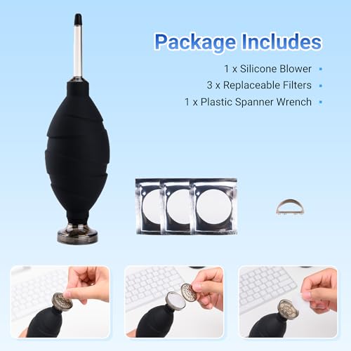Image of JJC Professional Dust Free Air Blower Blaster for Camera Sensor CCD CMOS | for DSLR Mirrorless Camera Lens, Filter and Other Sensitive Electronic Equipment, No Backflow, Clean Air, Silicone Material