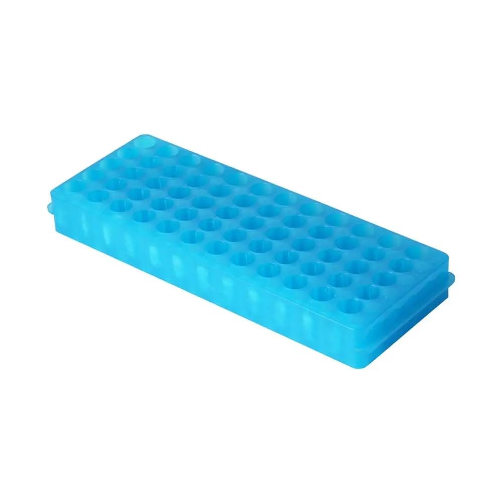 Acrylic Test Tube Rack, 60 Holes Blue Double-Sided Centrifuge Tube Rack 0.5ml/1.5ml Tubes