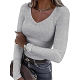 YKDLLF Maglia Donna Maniche Lunghe Scollo a Barca Magliatta Coste Elegante T Shirt Elasticizzata Slim Fit Costine Sottogiacca Aderente Elasticizzato Basic Tops Cotone Sexy