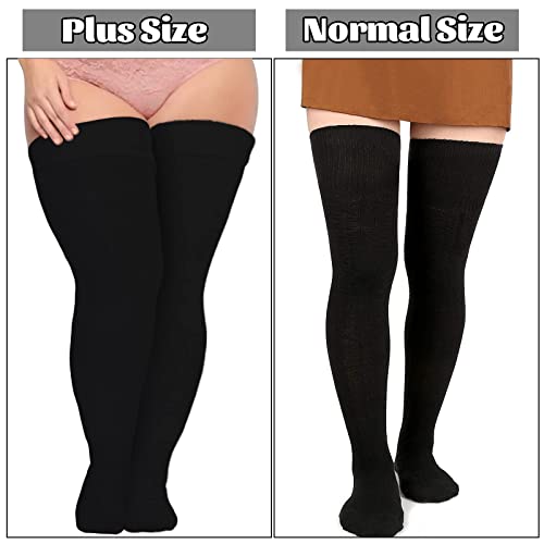 Neoviancia Plus Size Thigh High Socks for Thick Thighs Women- Thigh Highs Widened Extra Long Thick Knit Socks3