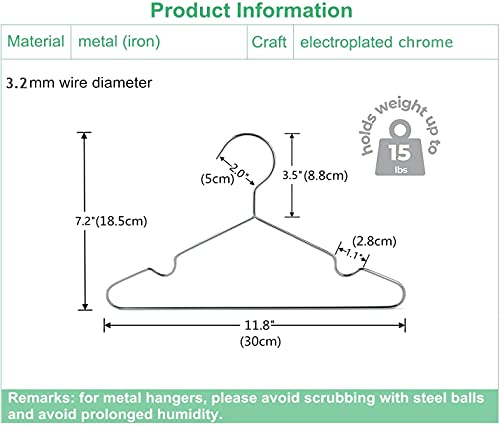 Amber Home 20 Pack 12 Inch Chrome Kids Baby Hangers, Strong Metal Children Clothes Hangers For Closet thumb #2