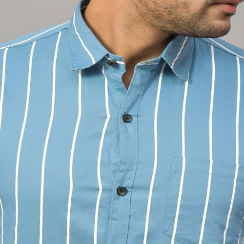 Image of Regular Fit Striped Lining Cotton Full Sleeve Casual Shirts for Men /Long Sleeves Cotton Striped, Cotton Shirt Crafted with Regular Sleeve, Comfort Fit & High-Performance for Everyday Wear