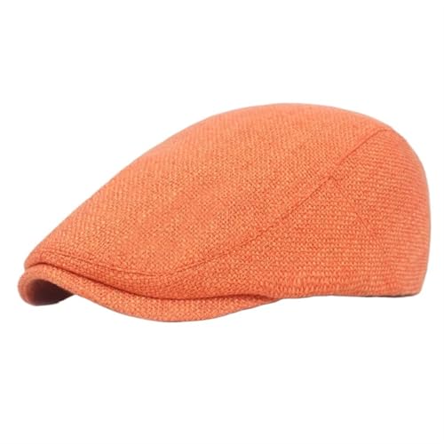 Ayztantine Boinas de homem boina plana de algodão retro com design de espinha, boné casual com viseira. (laranja)
