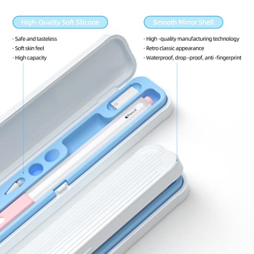 Image of Magnetic Carrying Case Compatible with Apple Pencil 2nd Generation and 1st Gen Pencil and Samsung Galaxy S-Pen Series, Pencil case Consists of Hard PC Shell and Soft Silicone Inner (Sky Blue)