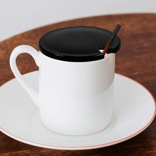Housoutil 2PCS Ceramic Mug Lids, Round Coffee Cup Covers, Travel Cup Lids Replacement for Hot Cold Beverages