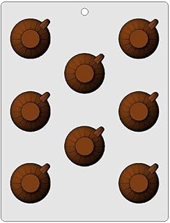 Bendable Plastic Chocolate Mold: Fluted Round Teacup, Each Cavity 41mm Diameter x 21mm High