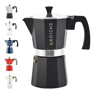 GROSCHE Milano Stovetop Espresso Maker Moka Pot Cuban Coffee Maker Stovetop Coffee Maker Moka Italian Espresso Greca Coffee Maker Brewer Percolator 6 Espresso Cup Black