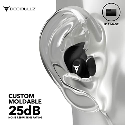 Bouchons d'oreille Decibullz sur mesure noir protection auditive 25 dB
