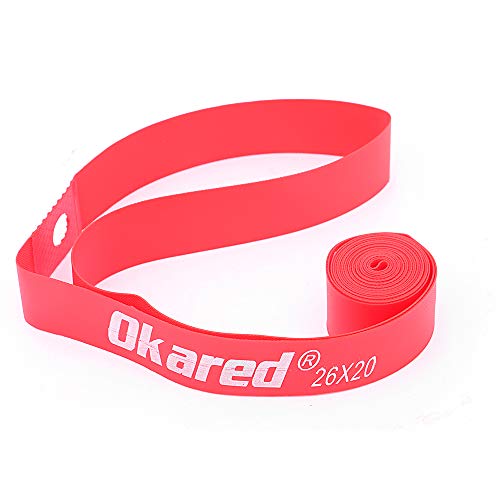 Okared 2PCS Bicycle Rim Strip 26'' /Bicycle Tire Liner/Bicycle Inner Tube Pad Rim Liner/Inner Tube Tyre Guard Cushion Pad Protector Red