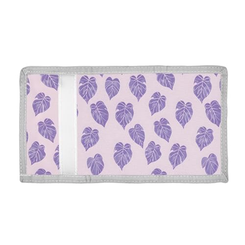 ALAZA Kids Wallets for Boys Girls Toddler Trifold Wallet Children Small Purple Leaves with Zipper Coin Pocket2
