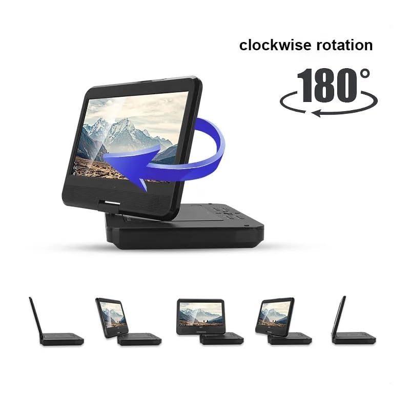 Reproductor de DVD, Reproductor de DVD BLU-Ray HD portátil Giratorio Plegable TV Digital Multimedia móvil con Pantalla 10 Pulgadas