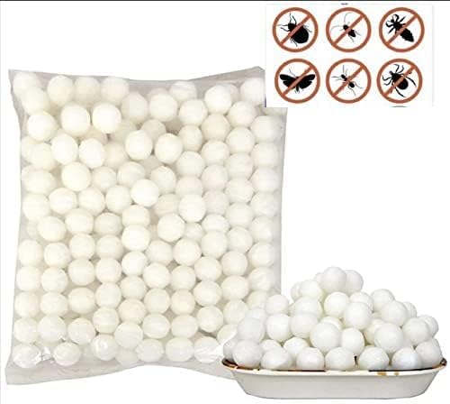 MeeTo Naphthalene Balls for Clothes, Kapoor, Kunain, Naphthalene Balls 3 in 1 Anti-Insect, Anti-Moth, Anti-pests/Napthalene Balls for Bathroom, Cockroaches - White, Pack Of 500Gm