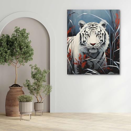 Fresque pour salon Tigre blanc grand format déco murale nature moderne - 2