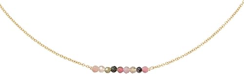 Delicado collar de barra con cuentas de piedra natal, chapado en oro de 18 quilates, hecho a mano, turquesa facetada, lapislázuli, amazonita, ojo de