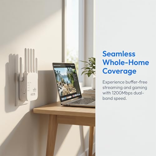 WiFi Extender - 2026 Upgraded (6 Directional Antennas) Signal Intensifier,1200Mbps WiFi Extender Signal Booster, Wireless Remote Amplifier, WiFi Repeater with Ethernet Port, White by Generic - Image 4