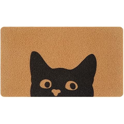 UINI Door Mat Outdoor Indoor Welcome Mats, Cute Cat Front Doormat, Non Slip Durable Entrance Rugs for Front Door, Inside Outside Entry, Porch, Resist Dirt, 17" x 30", Easy to Clean Cover