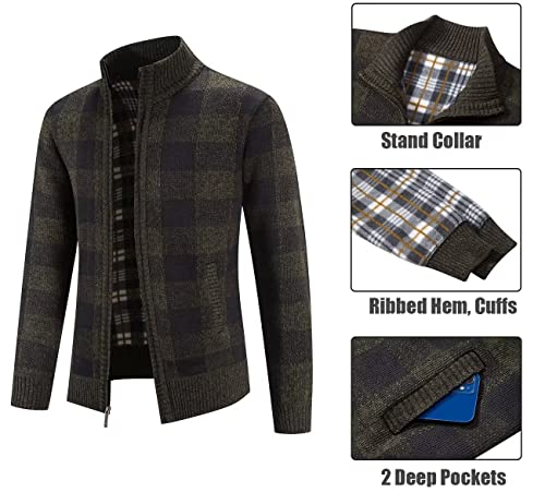 Msmsse Mens Cardigan Sweaters Full Zip Stand Collar Casual Knitted Sweater With 2 Front Pockets Black 2Xl #TOP1