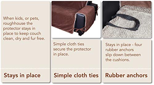 Floppy Ears Design Waterproof Corduroy And Fleece Sit And Stay Couch Protector Furniture Cover (Large, Three Cushion Couch Size, Chocolate) #TOP5