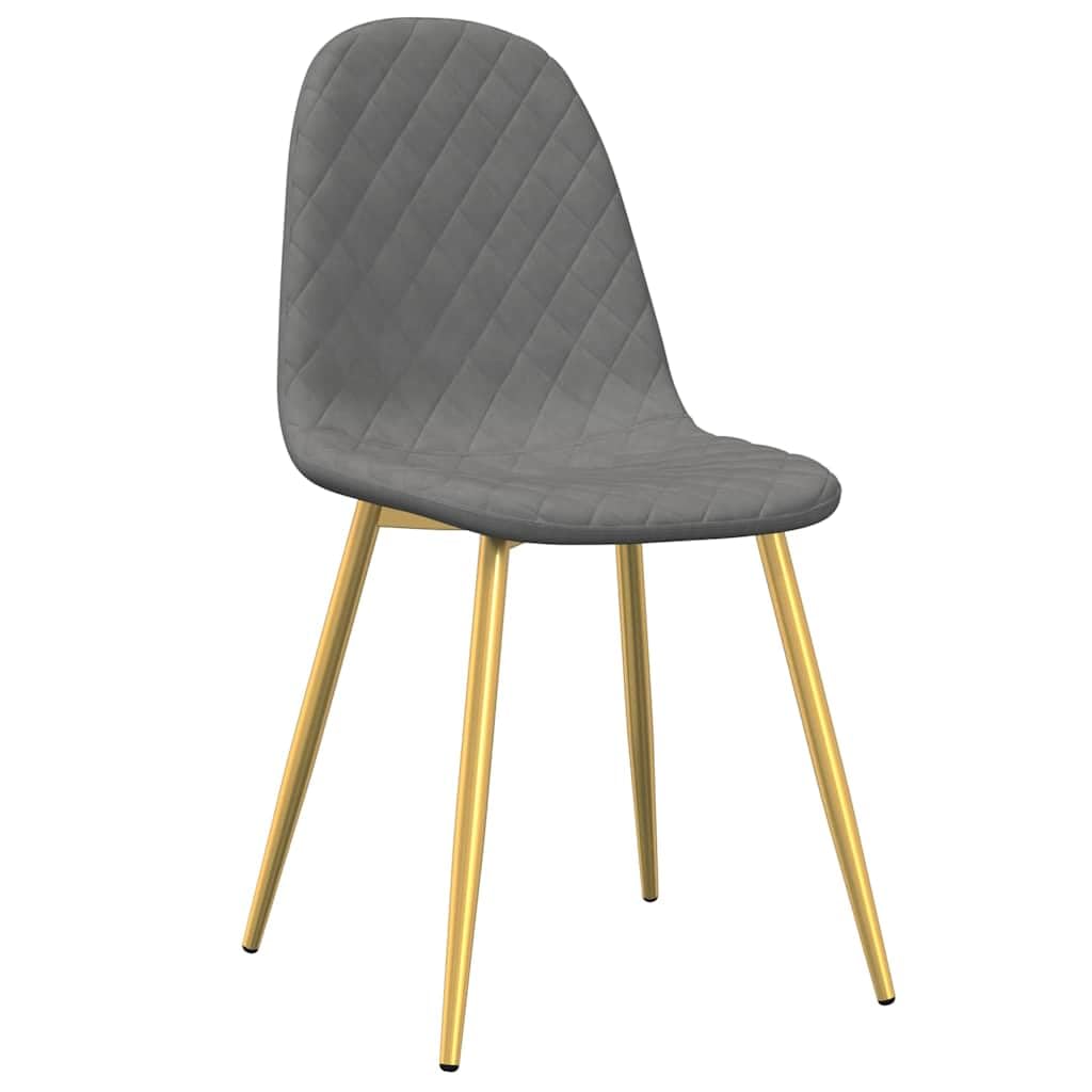 Set di 4 sedie per sala da pranzo, in velluto grigio chiaro, con