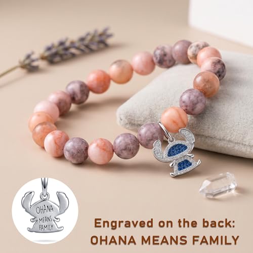 Image of Pink Natural Stone Stitch-Shape Bracelets for Daughter Granddaughter Niece Sister Women Love Gifts Bracelet Jewelry