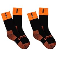 Bonds Mens Explorer Tough Work Dual Layer Crew Socks, Red Orange/Black (2 Pack), 11+