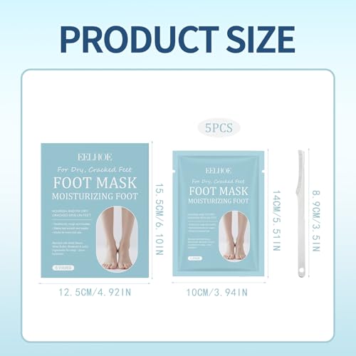5 Pares Calcetines Exfoliantes para Pies,Mascarilla Pies Peeling,Máscara para pelar los pies,Mascarilla Pies Secos y Agrietados,con Pedicura Herramientas - imagen 2