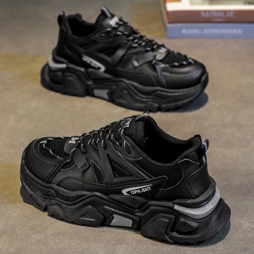 Men's Fashion Leather Chunky Platform Sneakers Casual Non-Slip Athletic Tennis Walking Shoes Workout Footwear3