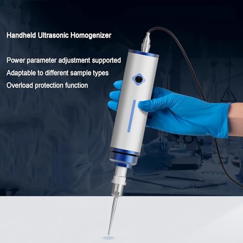 Homogénéisateur portable, processeur à ultrasons 25-35 kHz, émulsifiant et mélangeur de perturbateurs de cellules pour un volume d'échantillon de 100 ml, qualité laboratoire pour une préparation