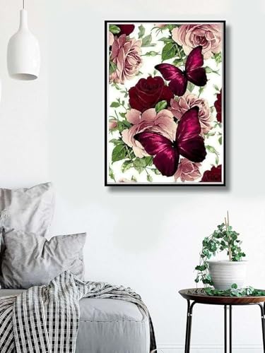 Image of Jasol Diamond Painting Kit, 40x30 Cms, Full Drill, 5D Crystals, Home Wall Decor Gift Set (Butter Fly M45041)