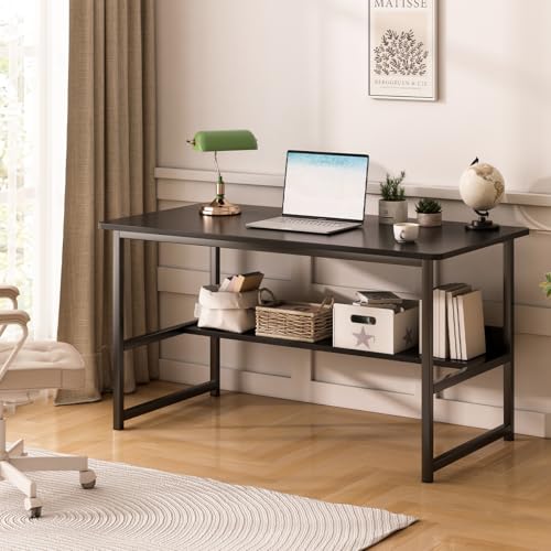 Consejos para Comprar Muebles para Computadora para comprar online. 43 GM Bear Escritorio para Oficina con Espacio de Almacenamiento, Escritorio Computadora de Oficina con Estantería de 4 Niveles, Mesa Estudio Fácil Montar, Estación Trabajo en...