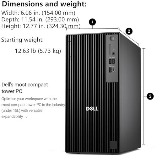 Image of Dell Pro Tower Plus Desktop Computers, Intel 20-Core Ultra 7 265 (13 Tops NPU), 8GB DDR5 RAM, 512GB PCIe SSD, Copilot AI Business PC, DVDRW, 3 DisplayPorts, 2 Type-C, Windows 11 Pro