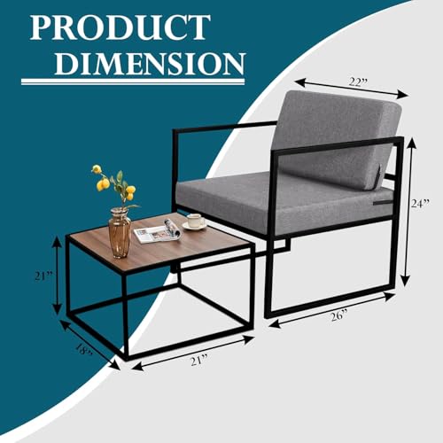 Image of ( Indoor-Outdoor |Living Room| Balcony| Garden| Chair Table Set 1 + 1 & 1 Table| Furniture Set|Chair Table Set - Color Grey