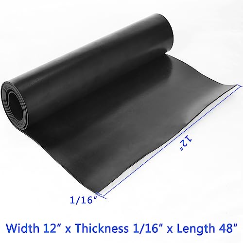 Image of WochiTV Solid Rubber Strips Rolls, 12 inch Wide x 1 /16 inch Thick x 48 inch Long Neoprene Rubber Sheets Perfect for DIY Gasket Material, Sealing, Liner, Shield, Padding, Mat