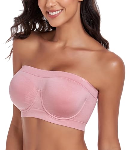 Image of Women's Underwire Strapless Multiway Bra Bandeau Seamless Supportive Bras Non Padded Top