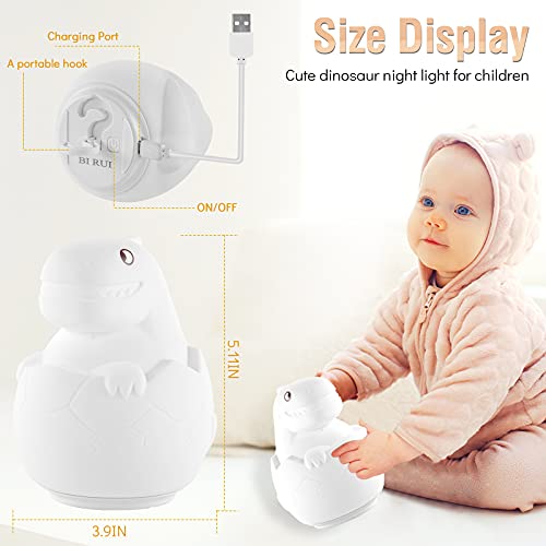 Dinosaur Night Light For Kids Room, Birui Cute Dino Lamp Boys Toddler Birthday Gifts Color Changing Battery For Girls Baby Nursery, Portable Squishy Silicon Beside Lamp For Children Bedroom (Modern) #TOP5
