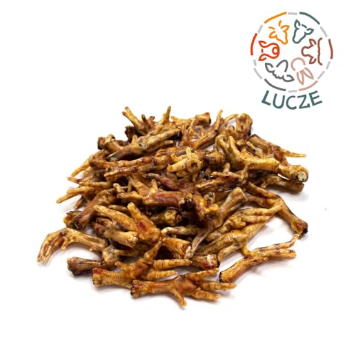 Getrocknete Hühnerfüße für Hunde, 1kg, 100% natürliche Kausnacks ohne Zusatzstoffe, luftgetrocknet & proteinreich, Hundeleckerli für kleine & große Hunde von Lucze