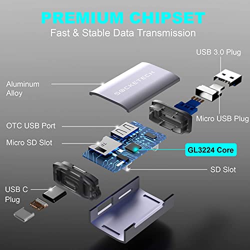 Sd Card Reader,Socketech 3-In-1 Memory Card Usb 3.0 Reader,Micro Sd To Usb Adapter,Trail Camera Viewer For Samsung Galaxy/Note S20/10,Android Phone,Windows Computer, Macbook Ipad Air/Pro And Dash Cam #TOP5