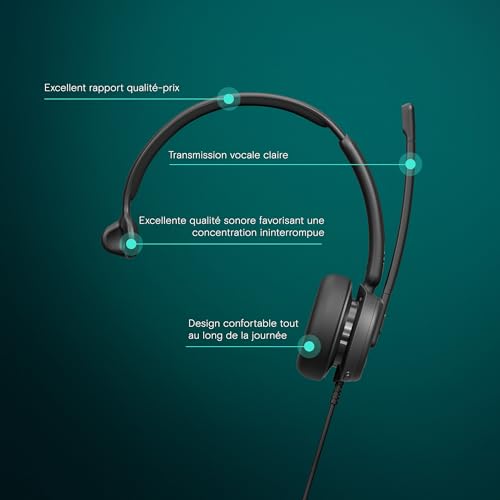 EPOS Impact Casque Mono USB C & USB A on Ear avec Double Micro Anti Bruit Certifié Microsoft Teams Plug and Play Compatible Zoom pour Télétravail Appels Business et Environnements Bruyants - vue 9