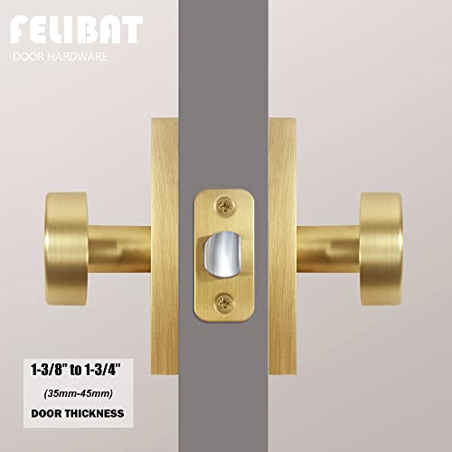 Felibat Passage Door Knobs Interior, Gold Door Knob For Hall And Closet, Satin Brass #TOP5