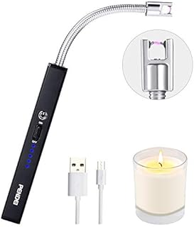 PENDEI Candle Lighter, Rechargeable Electric Arc Lighter with LED Battery Display Long Lighter 360° Flexible Windproof Flameless Lighter for BBQ Candles Fireworks Gas Stoves Kitchen Camping