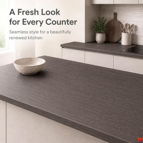 Image of WISDOM Charcoal Grey Wood Grain Wallpaper Peel and Stick Waterproof Removable Adhesive Textured Contact Paper for Cabinets Countertops Waterproof 12x85 in, Charcol Wood