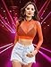 Avidlove Fishnet Shirt Women Long Sleeve Mesh Tops for Women Sheer Shirt Sexy Orange Top Orange S